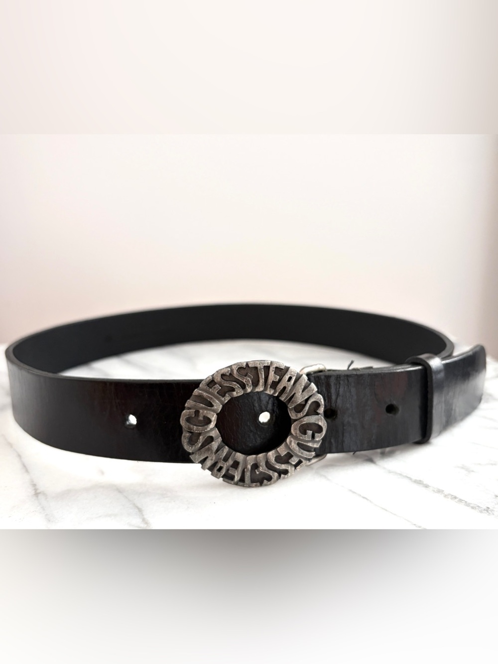 Vintage 90s Guess Jeans Black Leather Belt